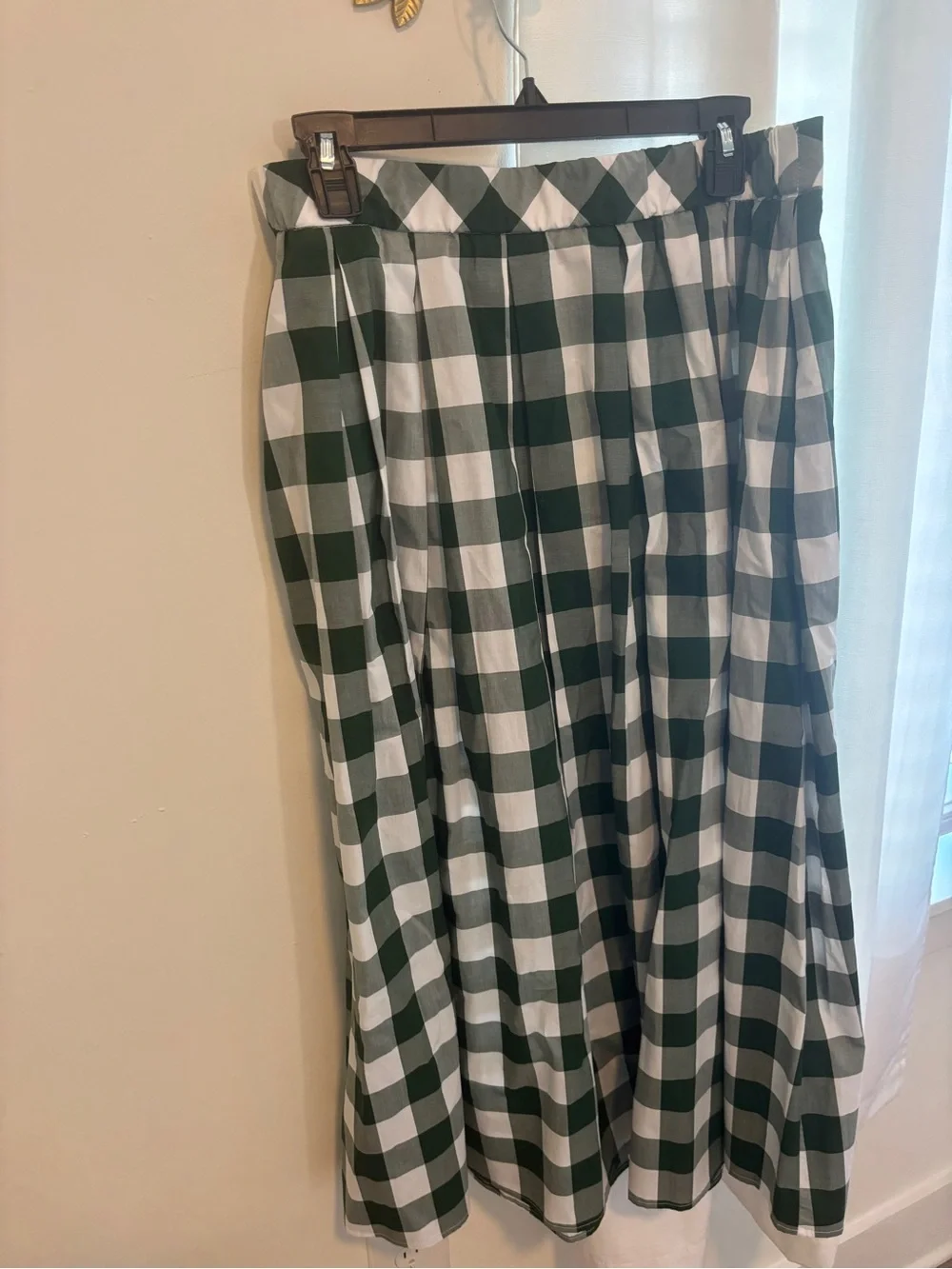 Lucy Paris Green Gingham Button-Front Midi Skirt - Unbranded